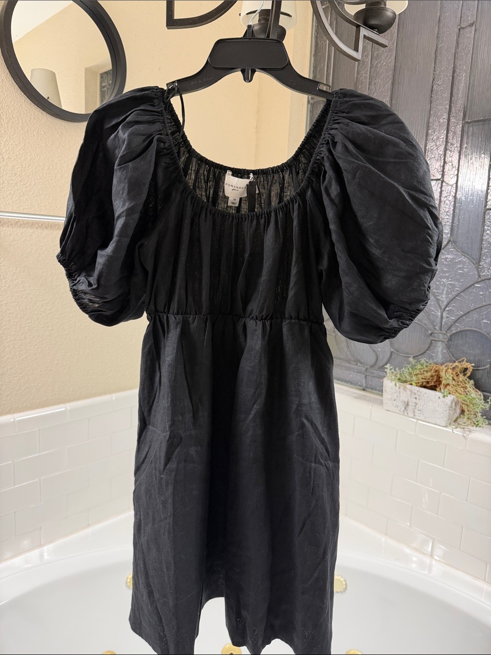 Pomander Place Black 100% Linen Dress. NEW with Tags
